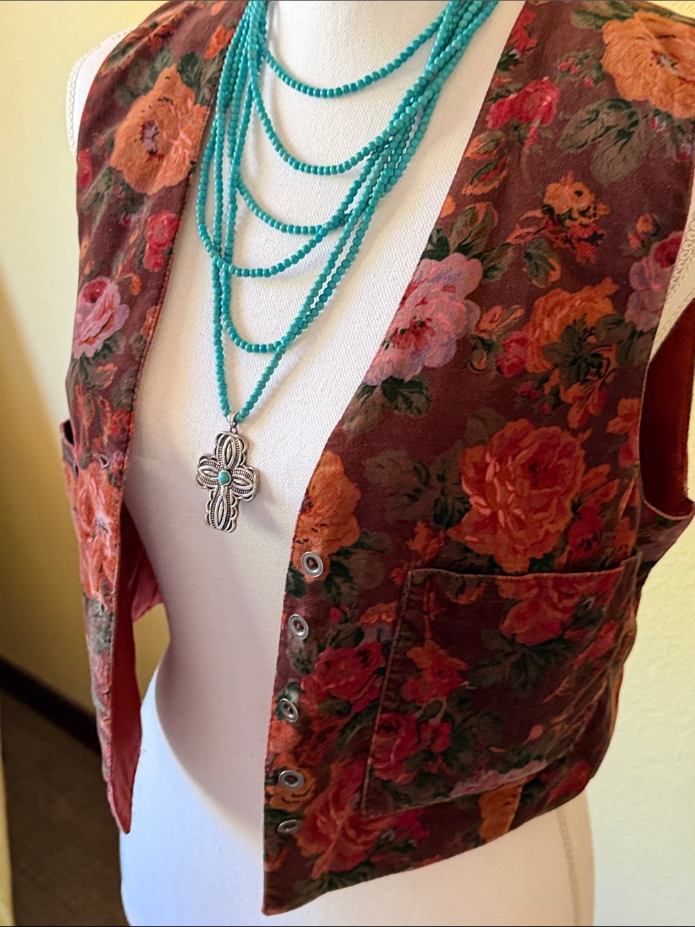 Vintage campus casual velvet vest.